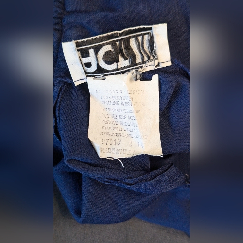 Vintage Act III women's dress size 14 midi belt high neck flair navy blue retro - Picture 5 of 5